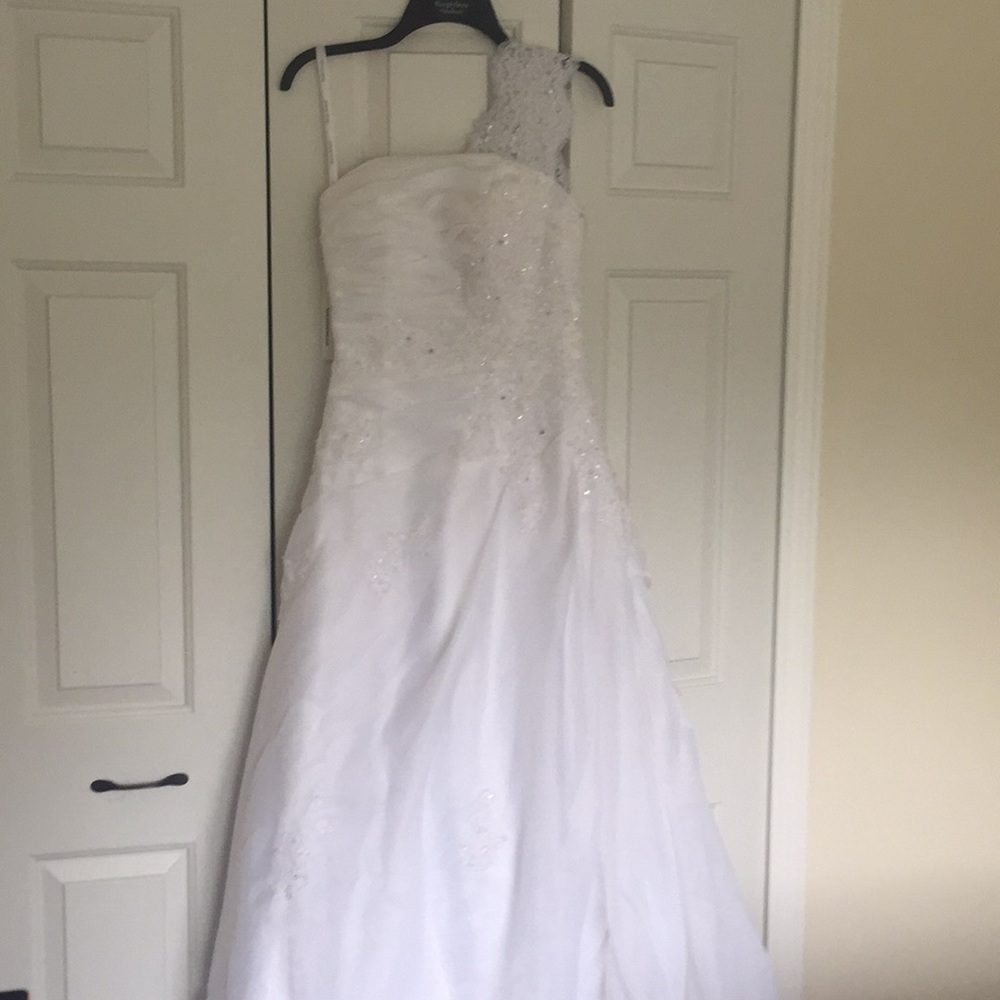 one shoulder wedding dress